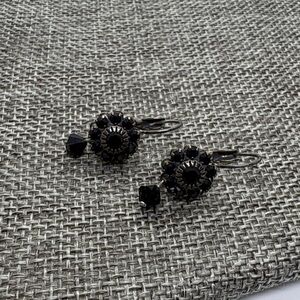 Liz Palacios Black Crystal Drop Earrings